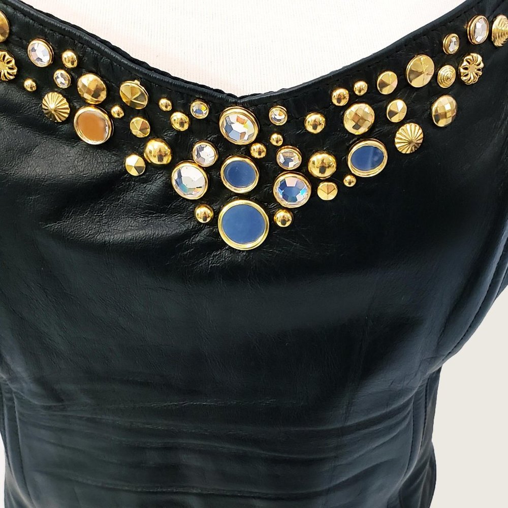 Ardens Pleather Jeweled Bustier - Picture 4 of 9
